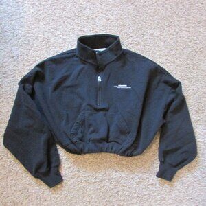 Hollister Black Cropped Sweatshirt XL 1/2 Zip Elastic Band Bottom Handwarmer Pkt